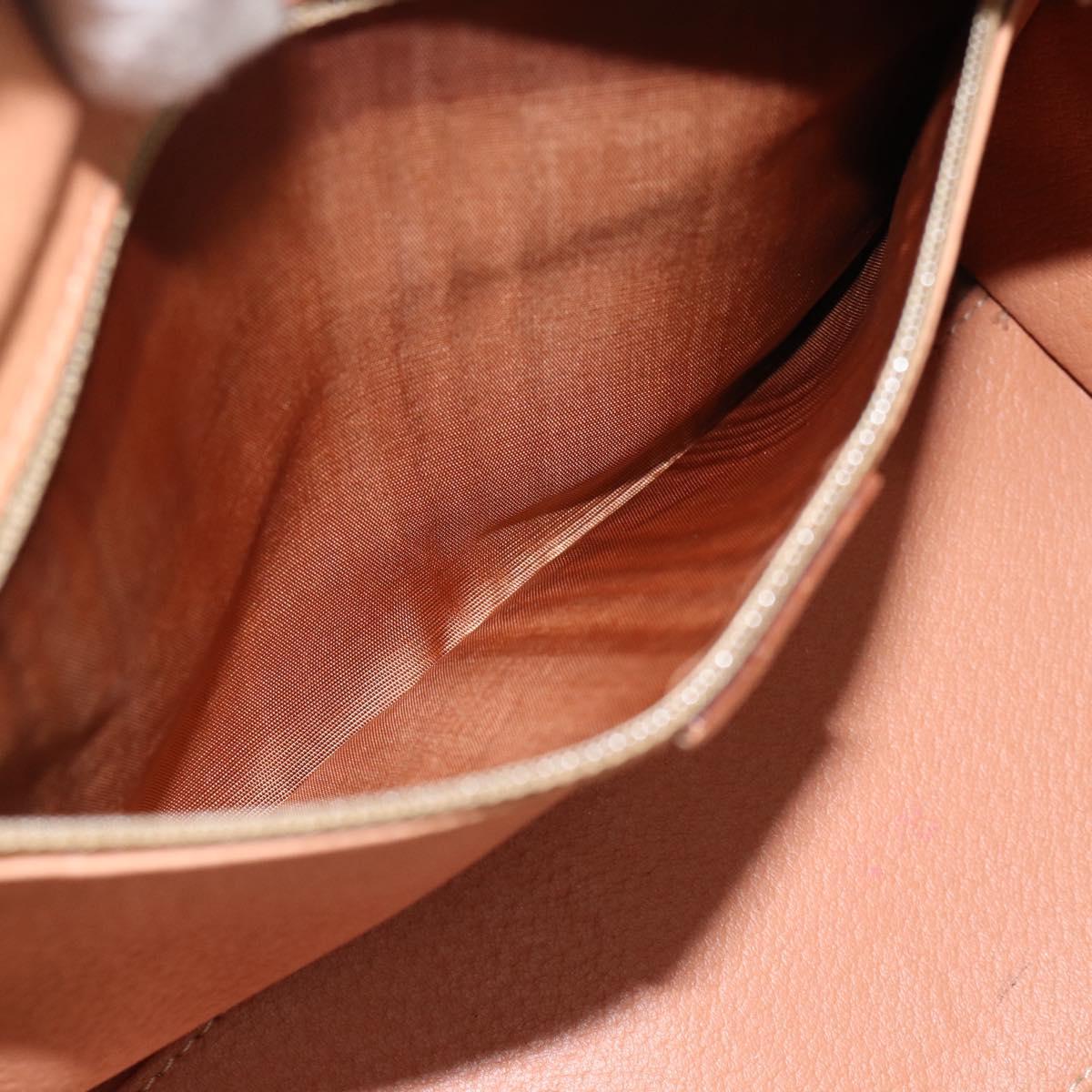 CELINE Macadam Canvas Hand Bag PVC Leather Brown Gold Auth 188353A