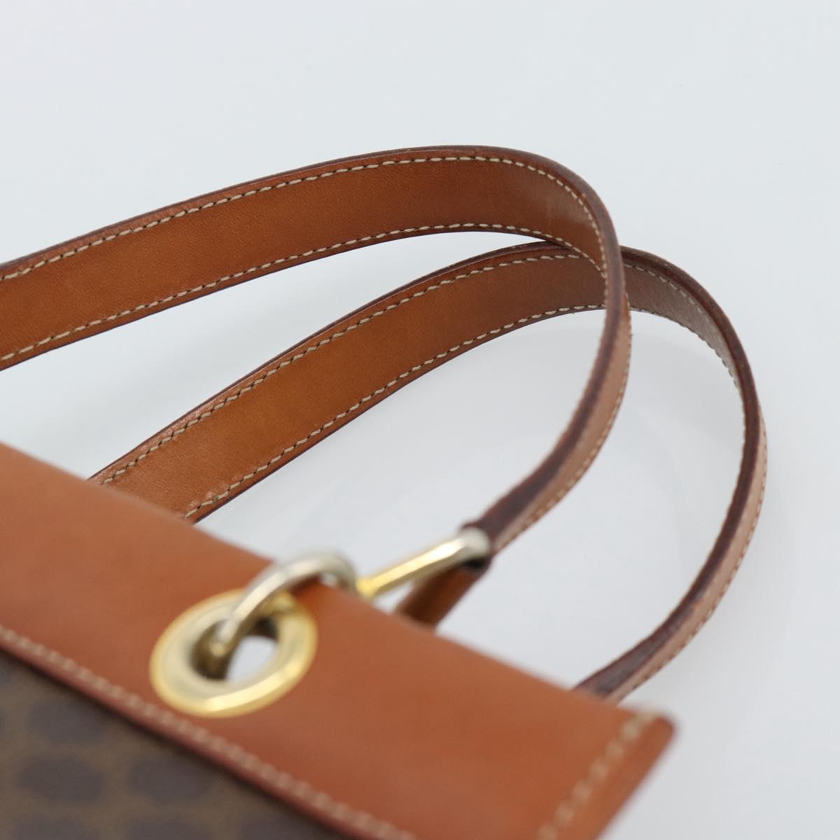 CELINE Macadam Canvas Hand Bag PVC Leather Brown Gold Auth 188353A