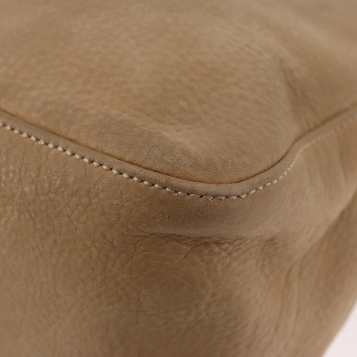 FENDI Big Mamma Baguette Shoulder Bag Leather Beige Gold Auth 188354V