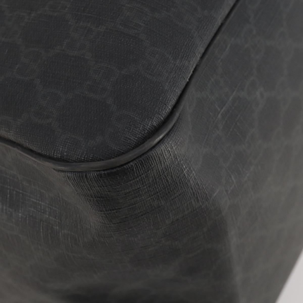 GUCCI GG Supreme Boston Bag PVC Black Silver Auth 188355A