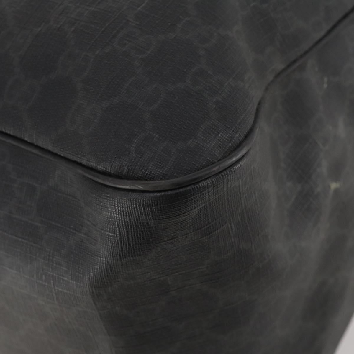 GUCCI GG Supreme Boston Bag PVC Black Silver Auth 188355A
