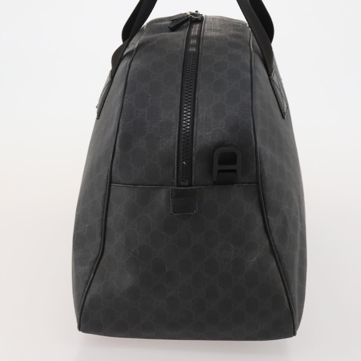 GUCCI GG Supreme Boston Bag PVC Black Silver Auth 188355A
