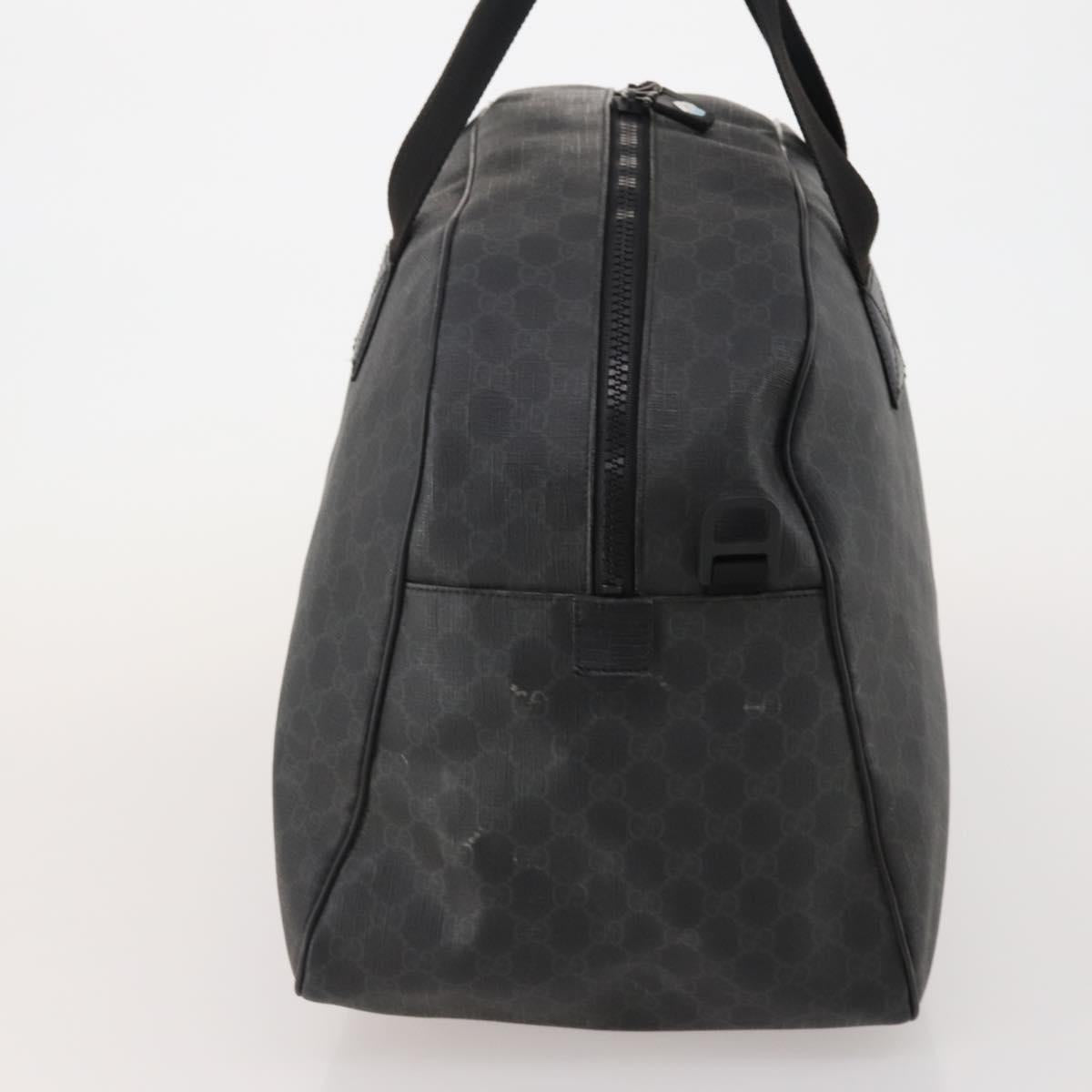 GUCCI GG Supreme Boston Bag PVC Black Silver Auth 188355A