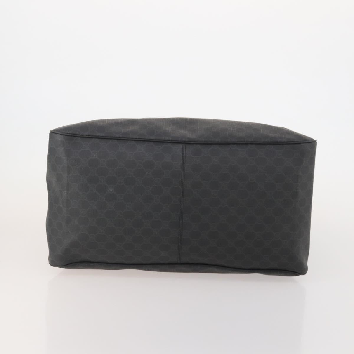 GUCCI GG Supreme Boston Bag PVC Black Silver Auth 188355A