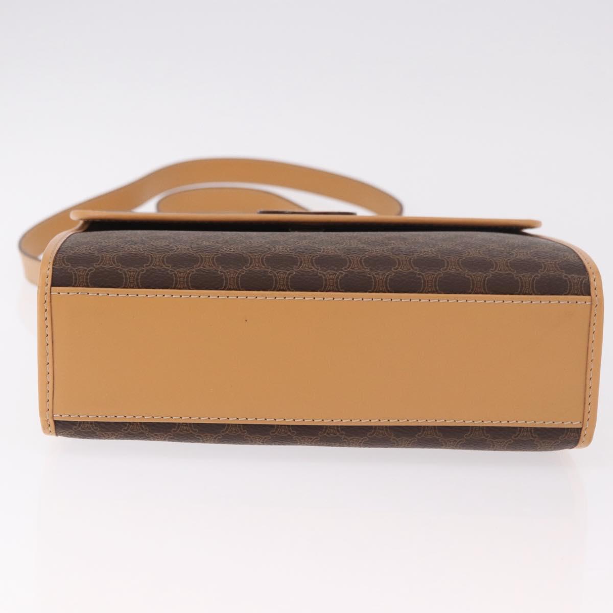 CELINE Macadam Canvas Hand Bag PVC Leather 2way Brown Gold Auth 188357V