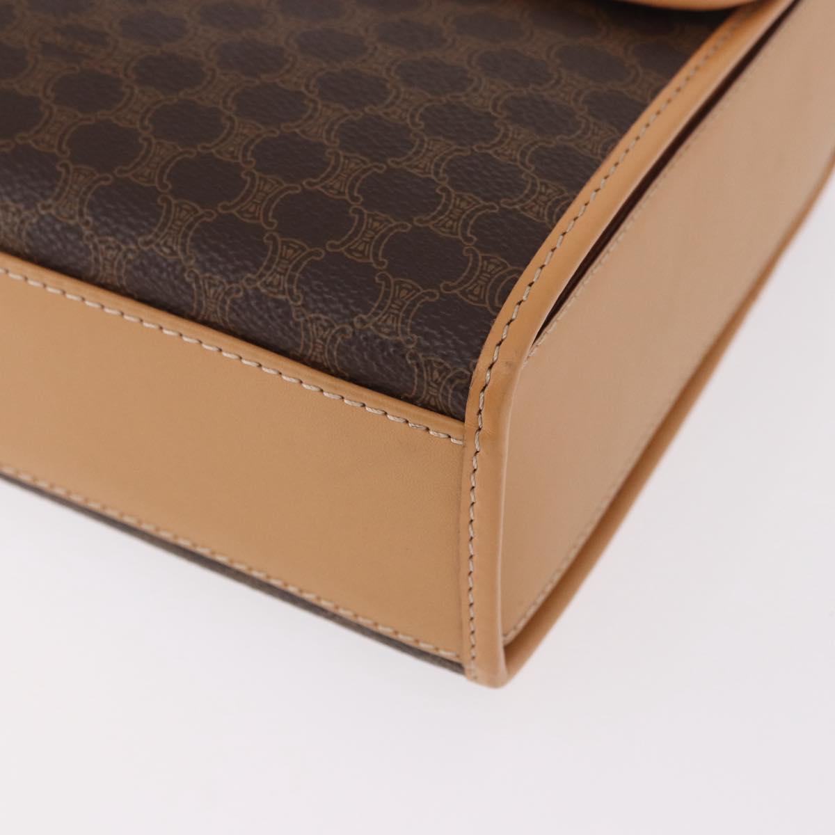 CELINE Macadam Canvas Hand Bag PVC Leather 2way Brown Gold Auth 188357V