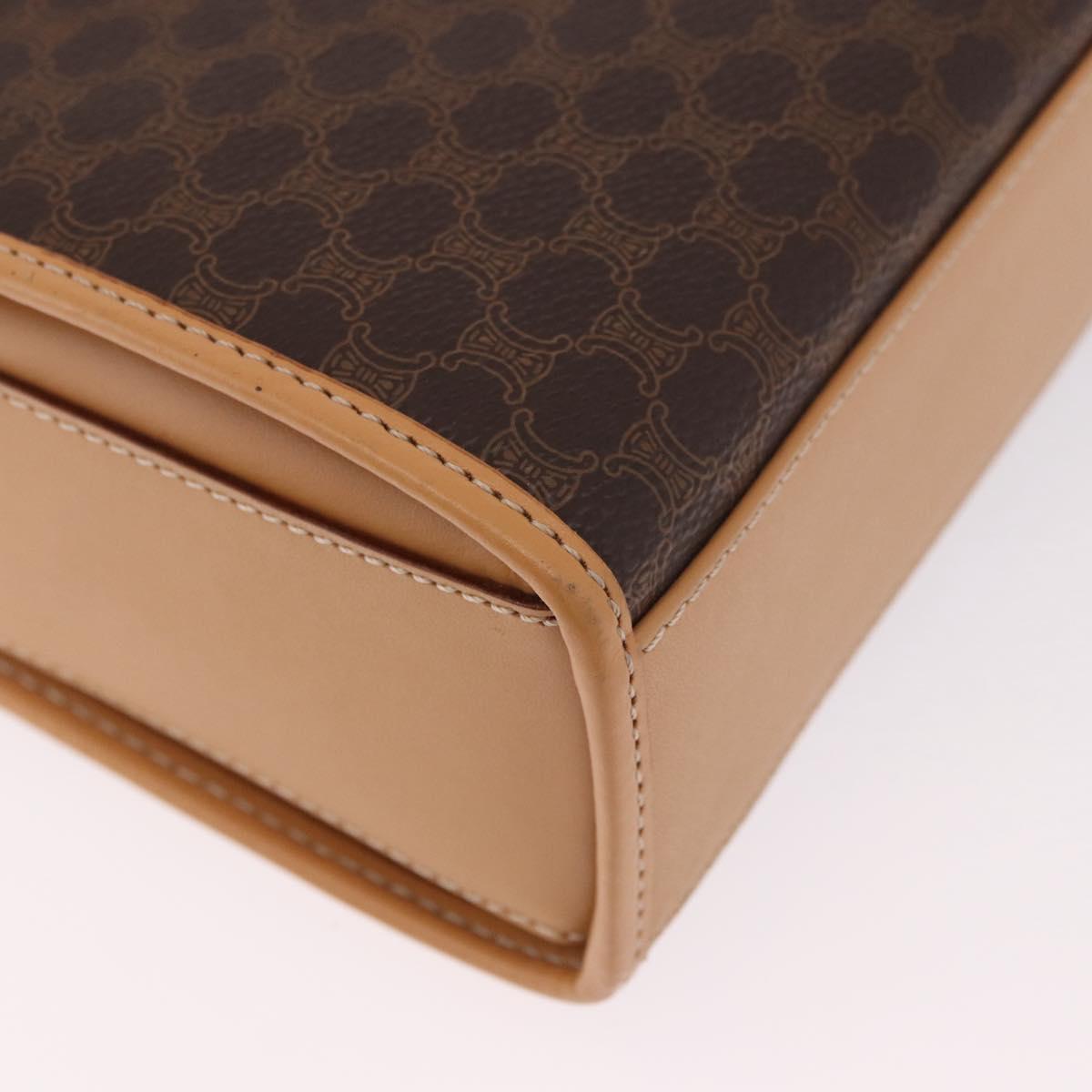 CELINE Macadam Canvas Hand Bag PVC Leather 2way Brown Gold Auth 188357V