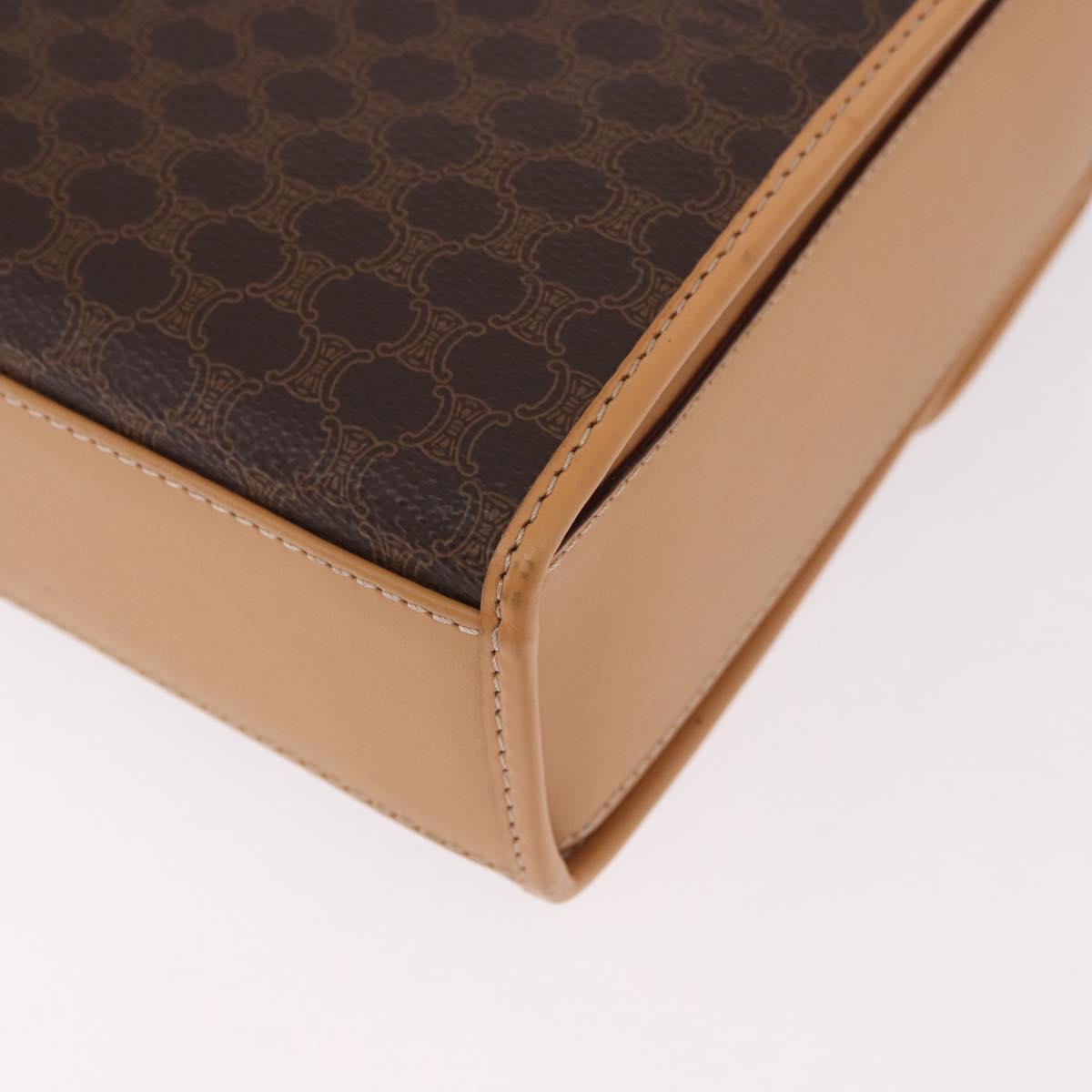 CELINE Macadam Canvas Hand Bag PVC Leather 2way Brown Gold Auth 188357V