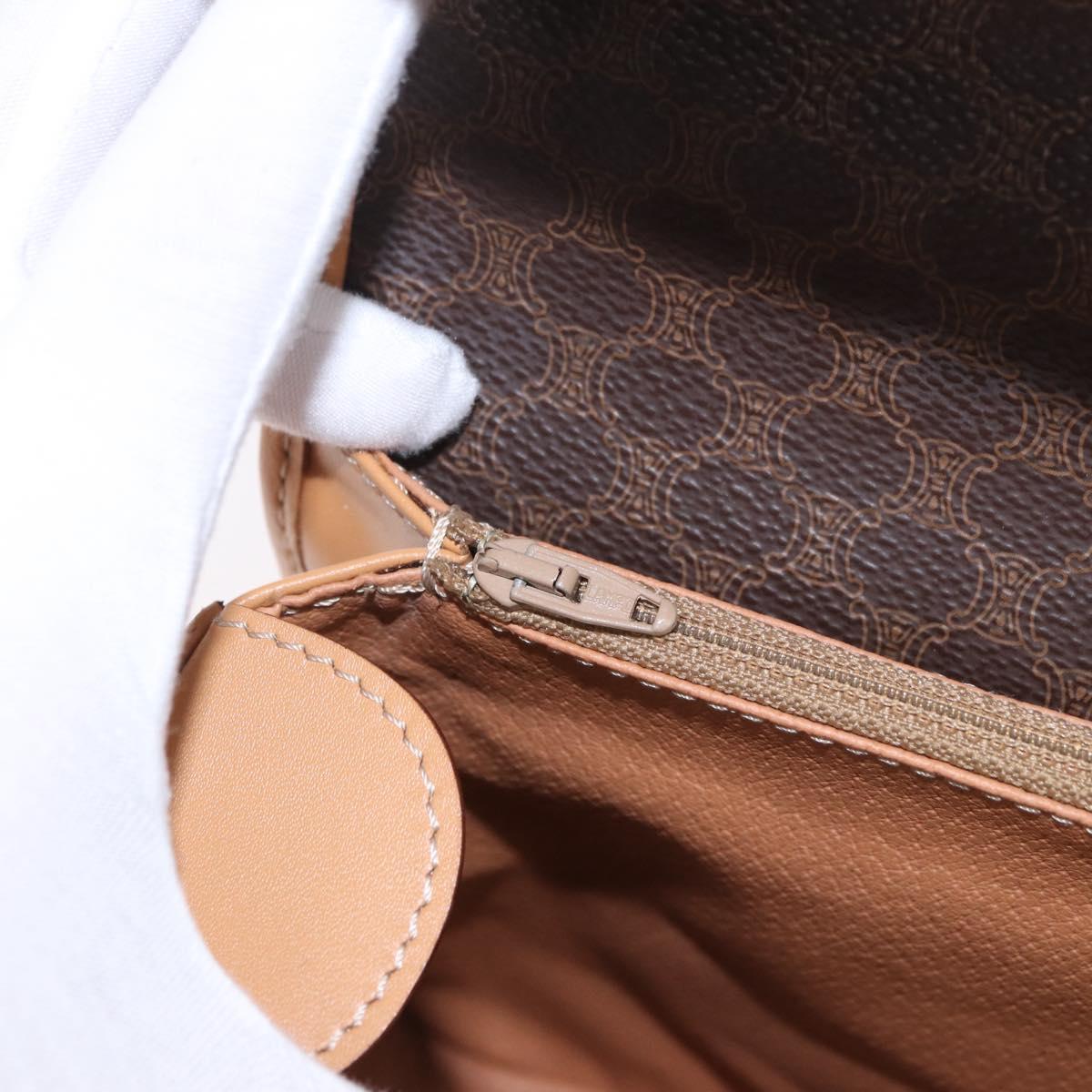 CELINE Macadam Canvas Hand Bag PVC Leather 2way Brown Gold Auth 188357V