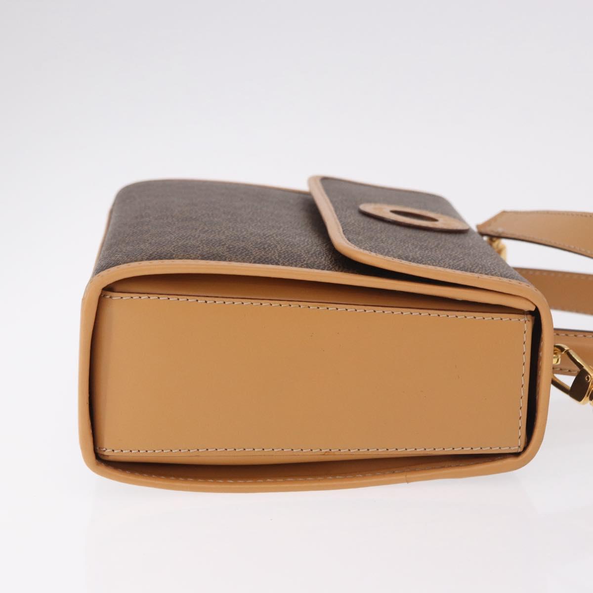 CELINE Macadam Canvas Hand Bag PVC Leather 2way Brown Gold Auth 188357V