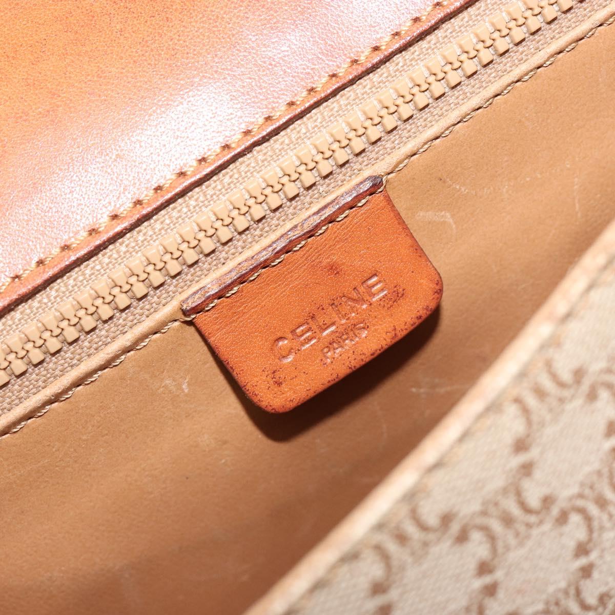 CELINE Macadam Canvas Shoulder Bag PVC Beige Gold Auth 188358A