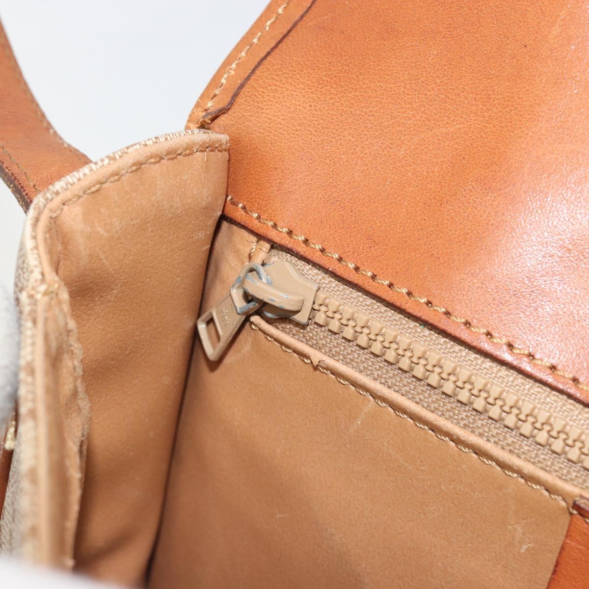 CELINE Macadam Canvas Shoulder Bag PVC Beige Gold Auth 188358A