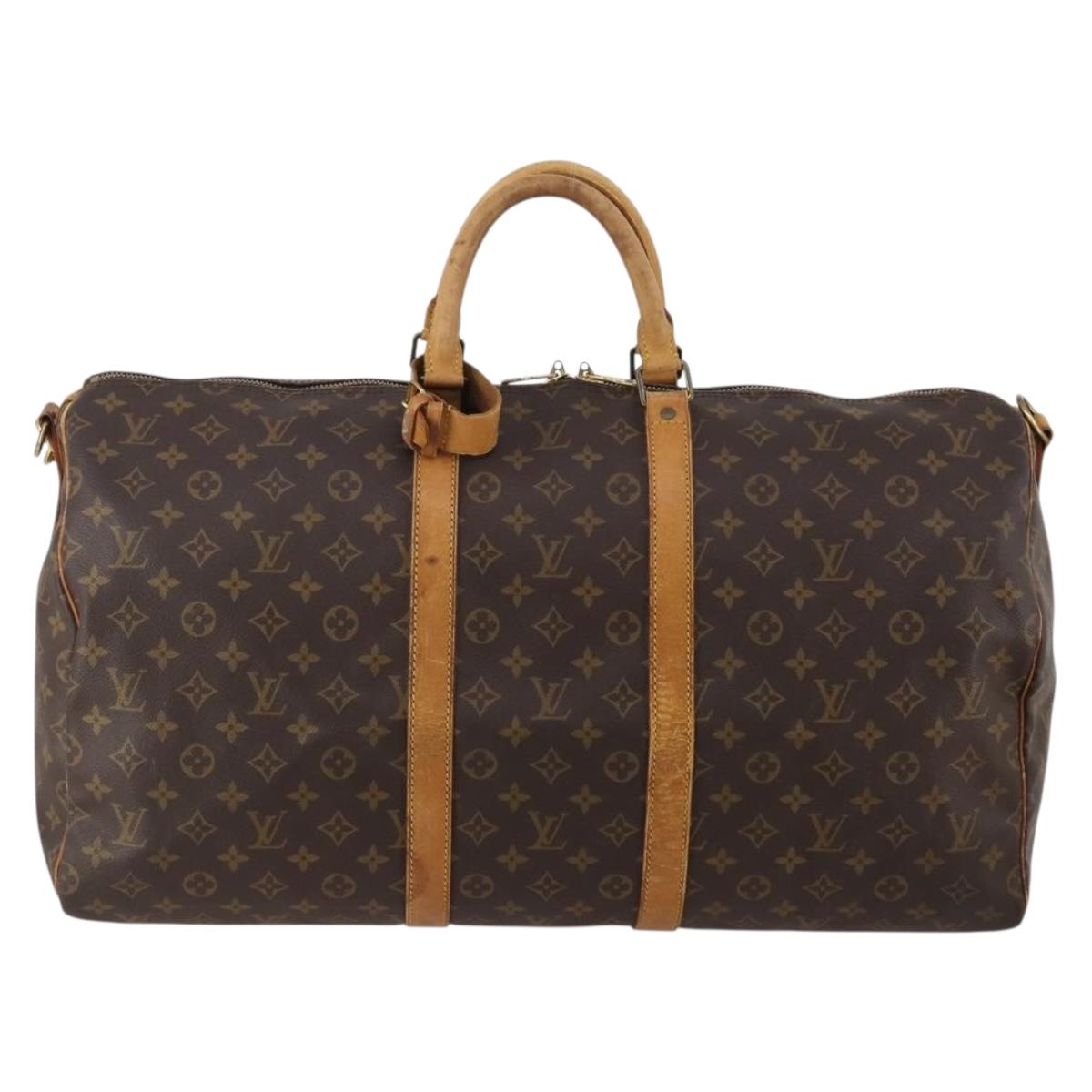 LOUIS VUITTON Monogram Keepall Bandouliere 55 Boston Bag M41414 LV Auth 188360