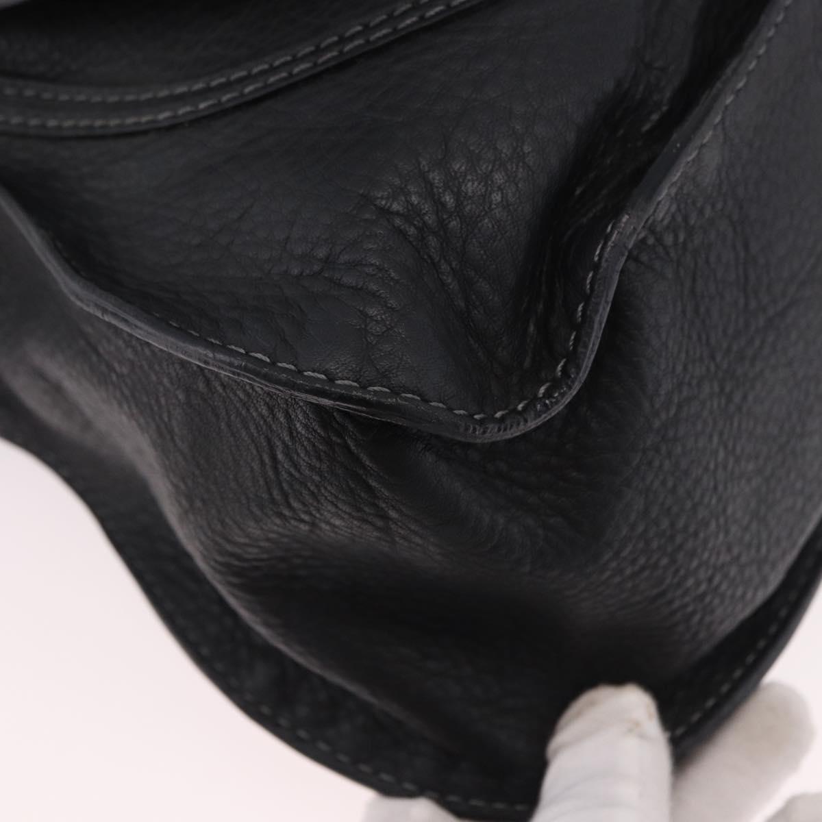 Chloe Marcie Hand Bag Leather Black Gold Auth 188366A