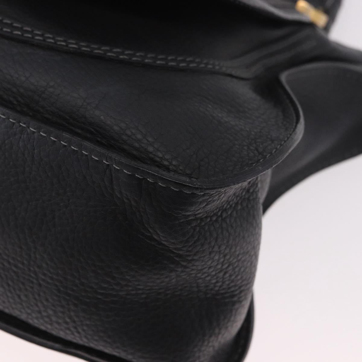 Chloe Marcie Hand Bag Leather Black Gold Auth 188366A