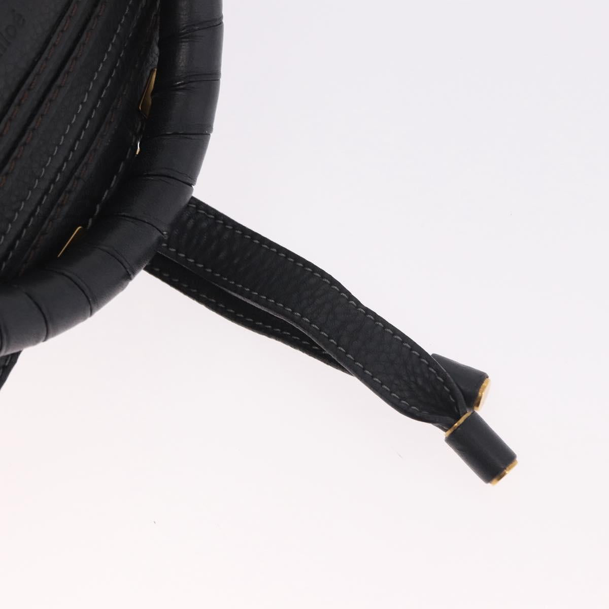 Chloe Marcie Hand Bag Leather Black Gold Auth 188366A