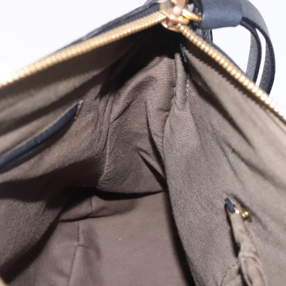 Chloe Marcie Hand Bag Leather Black Gold Auth 188366A