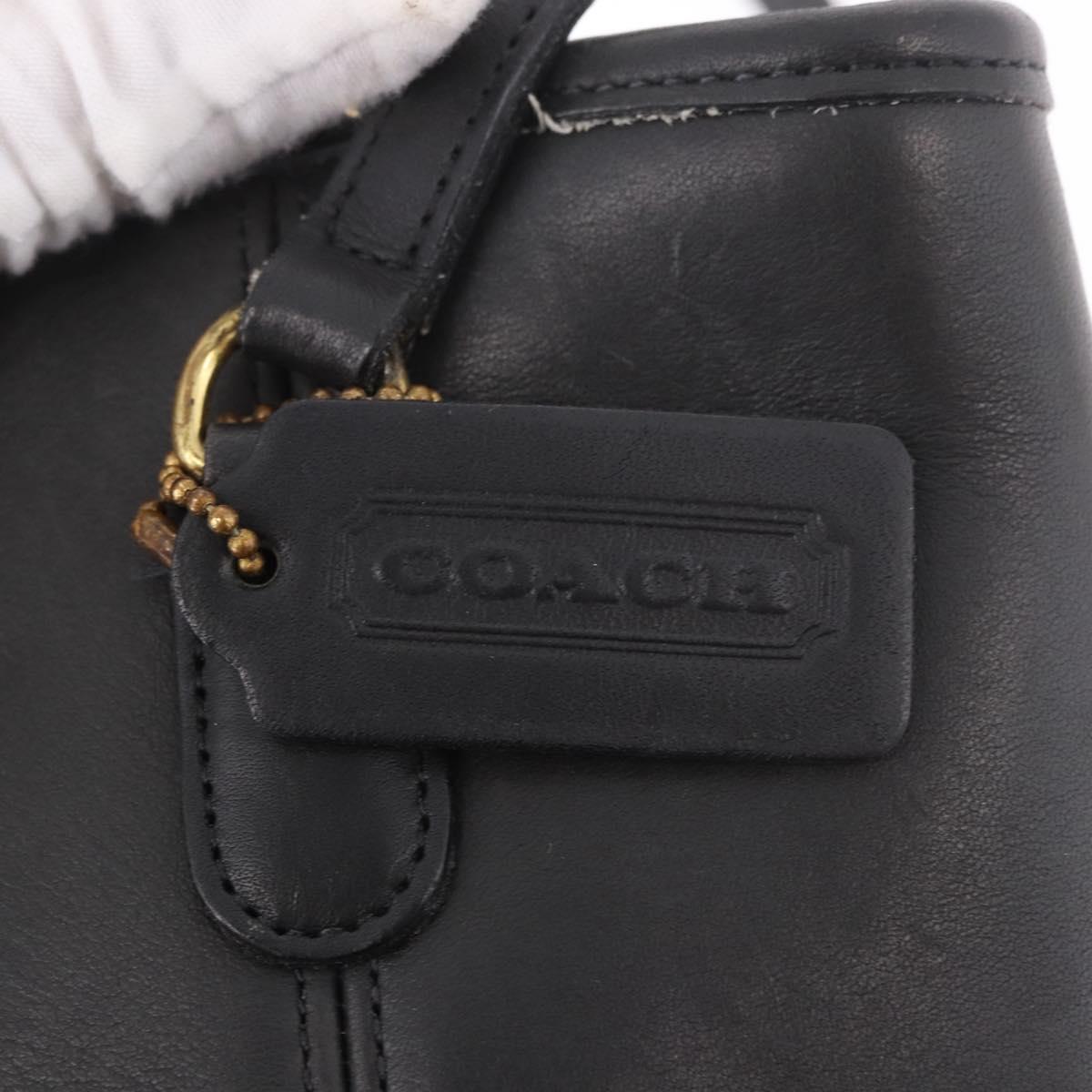 Coach Tote Bag Leather Black Gold Auth 188367