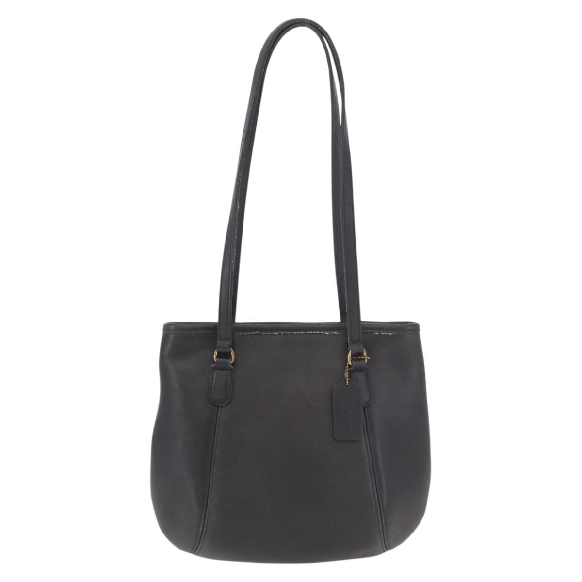 Coach Tote Bag Leather Black Gold Auth 188367