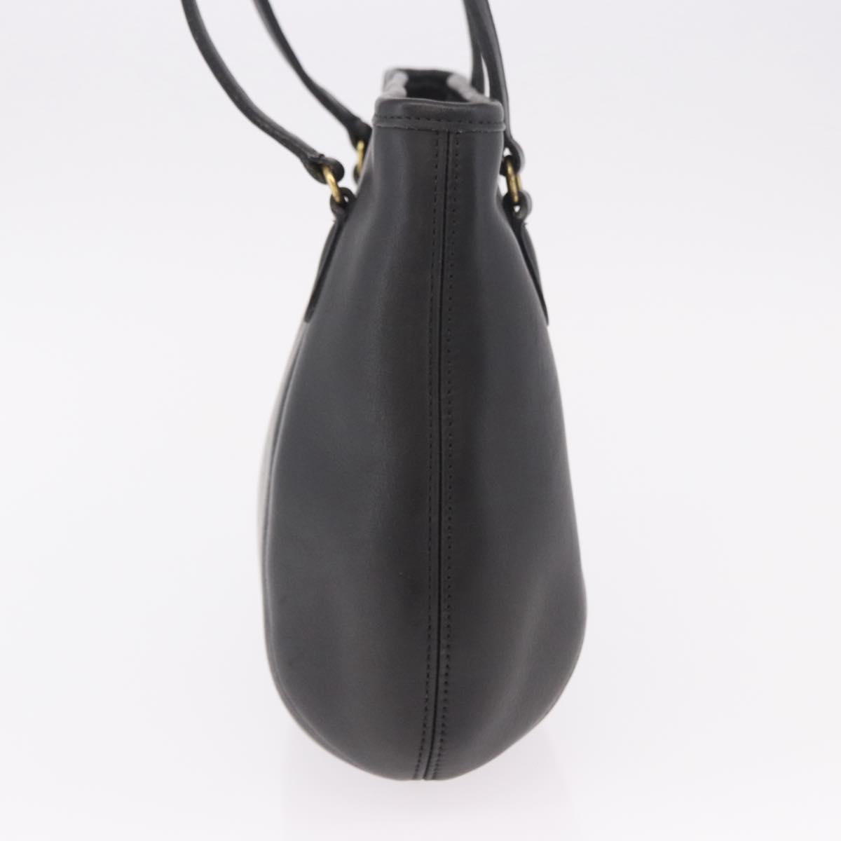 Coach Tote Bag Leather Black Gold Auth 188367