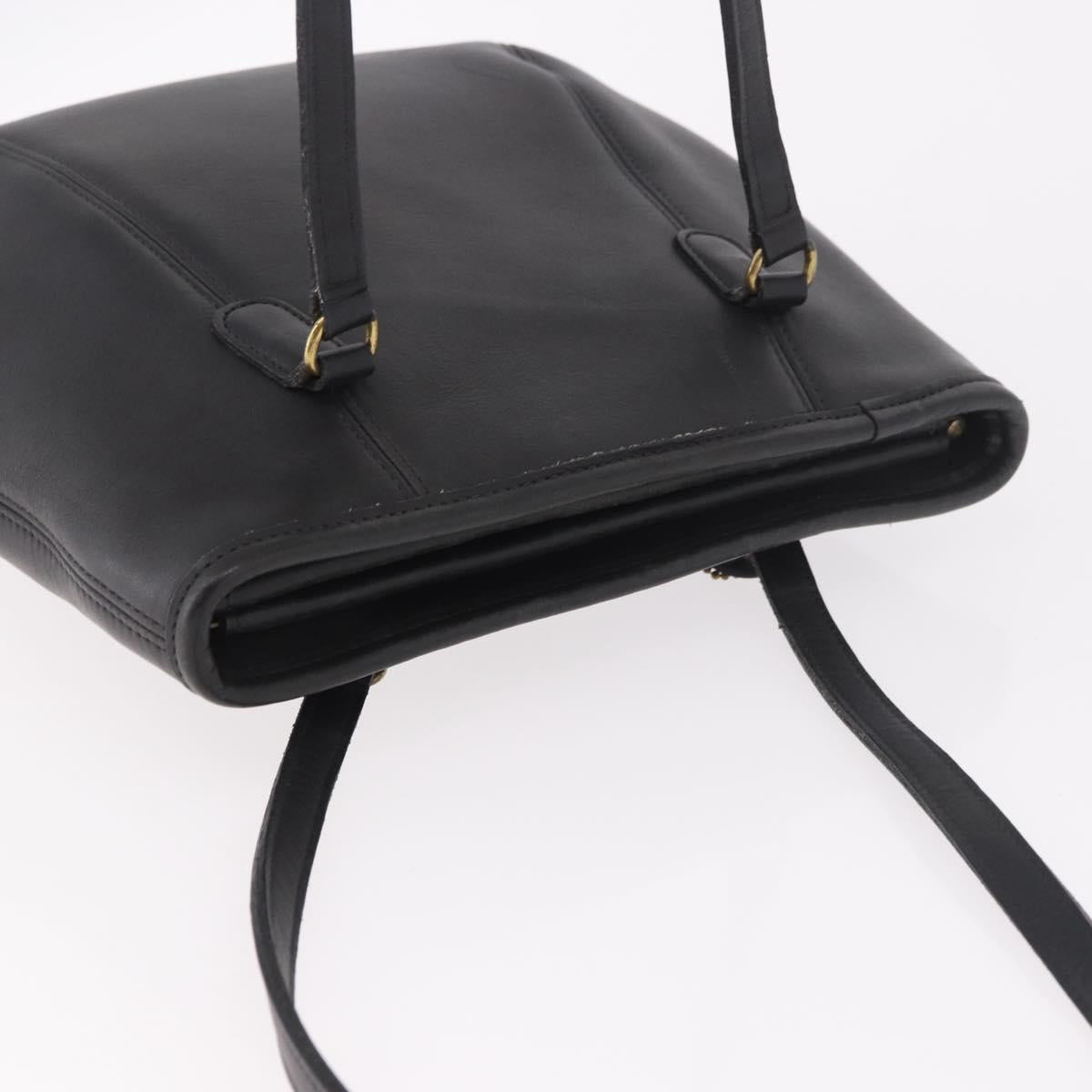 Coach Tote Bag Leather Black Gold Auth 188367