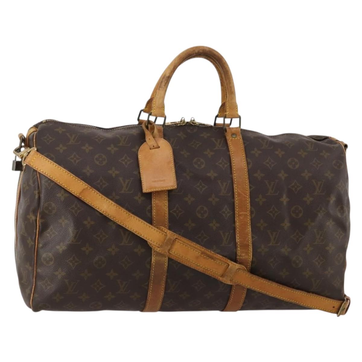 LOUIS VUITTON Monogram Keepall Bandouliere 50 Boston Bag M41416 LV Auth 188369