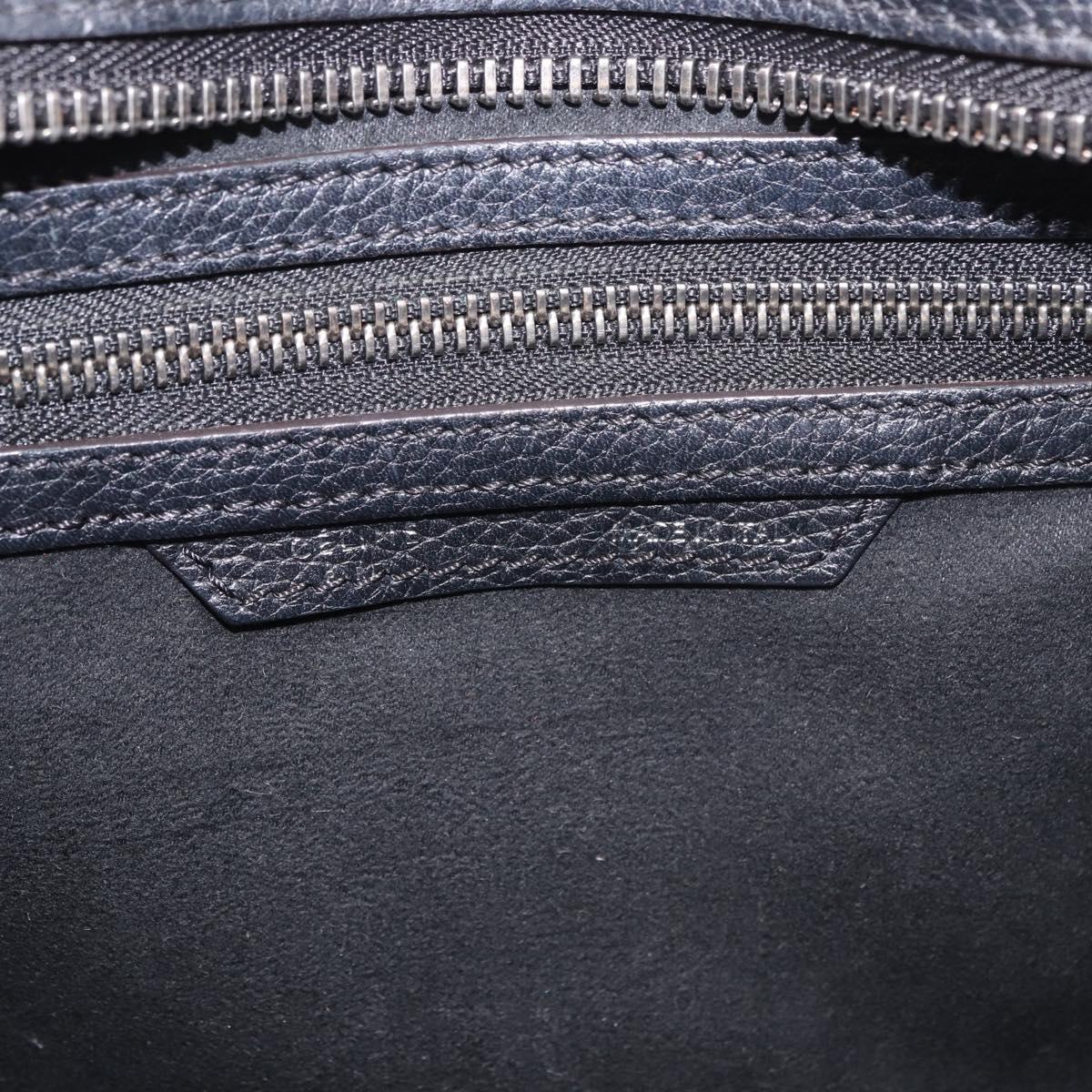CELINE Luggage Micro Shopper Hand Bag Leather Black Silver Auth 188371SAM