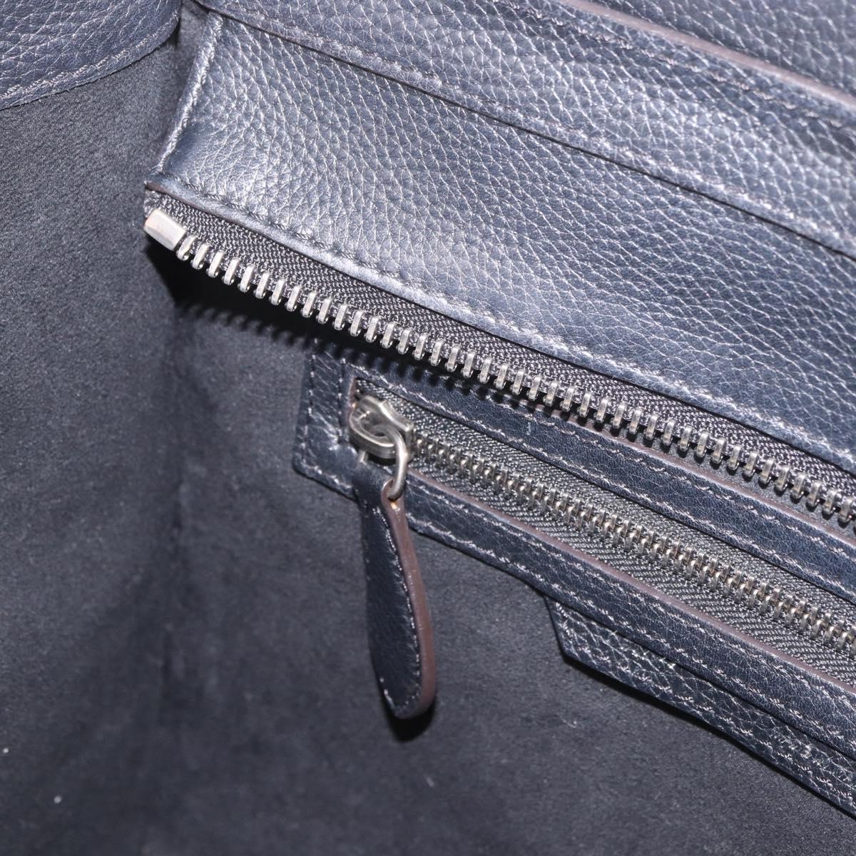 CELINE Luggage Micro Shopper Hand Bag Leather Black Silver Auth 188371SAM