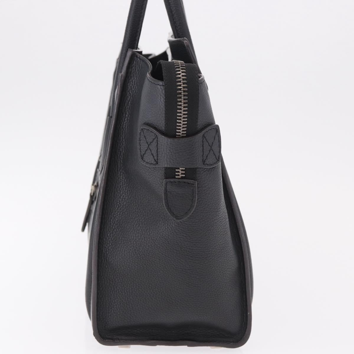 CELINE Luggage Micro Shopper Hand Bag Leather Black Silver Auth 188371SAM