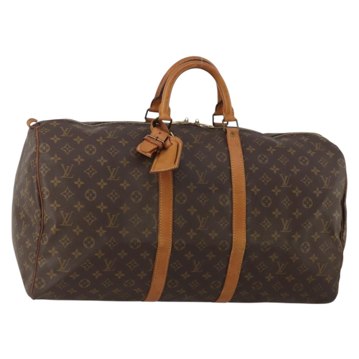 LOUIS VUITTON Monogram Keepall 55 Boston Bag M41424 LV Auth 188372A