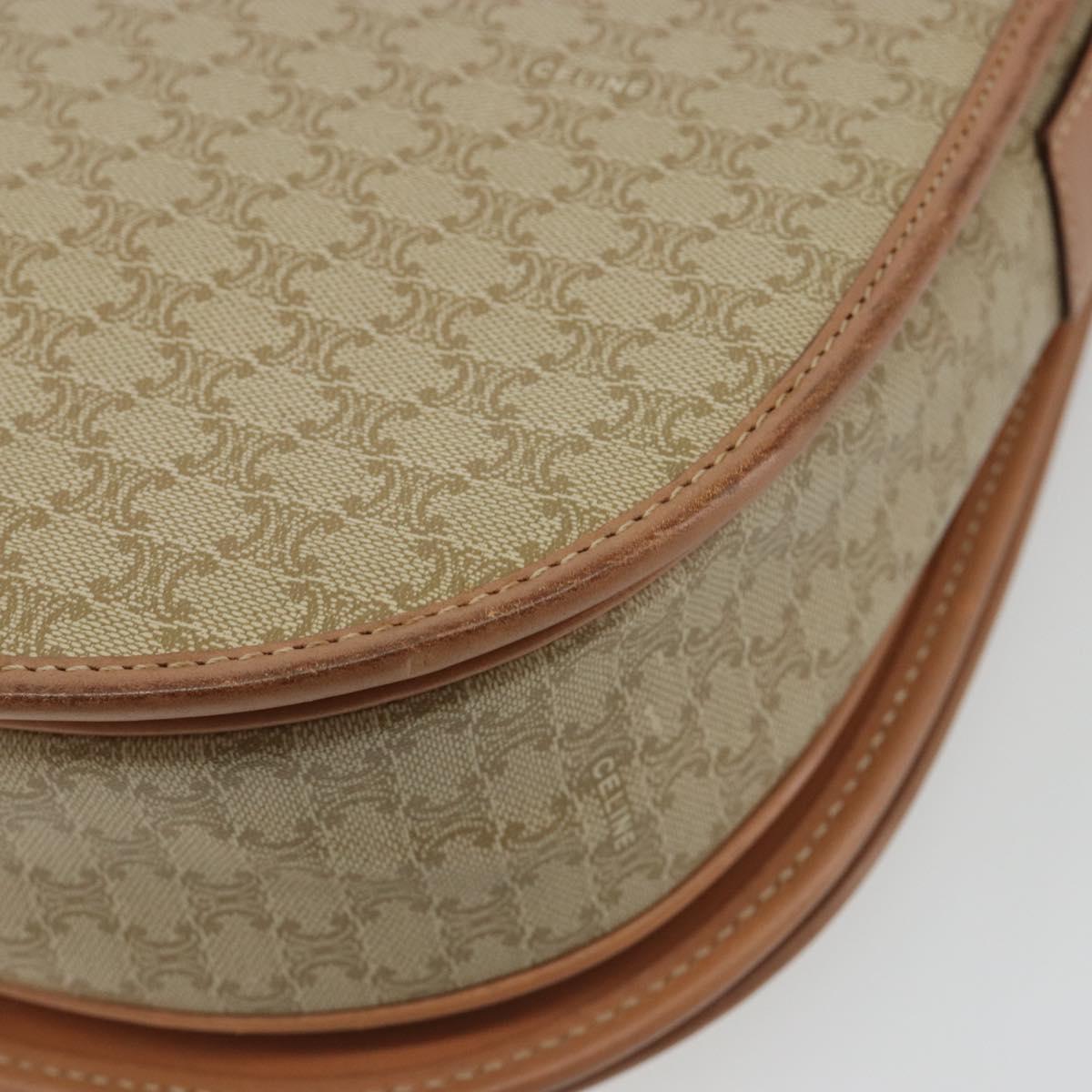 CELINE Macadam Canvas Shoulder Bag PVC Beige Gold Auth 188375A