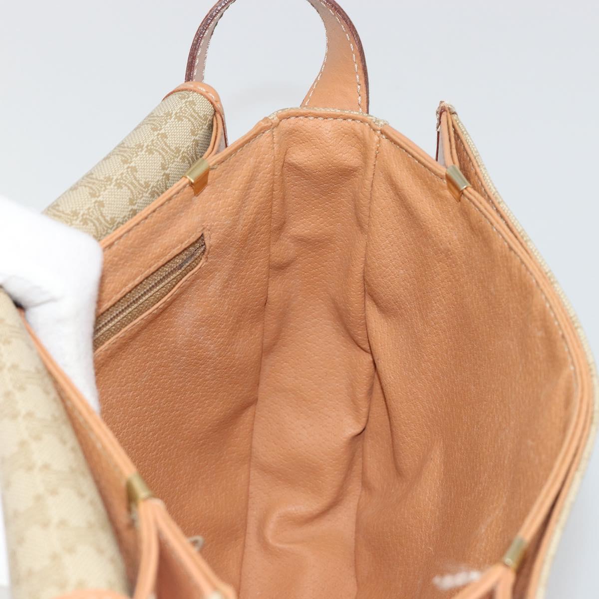 CELINE Macadam Canvas Shoulder Bag PVC Beige Gold Auth 188375A