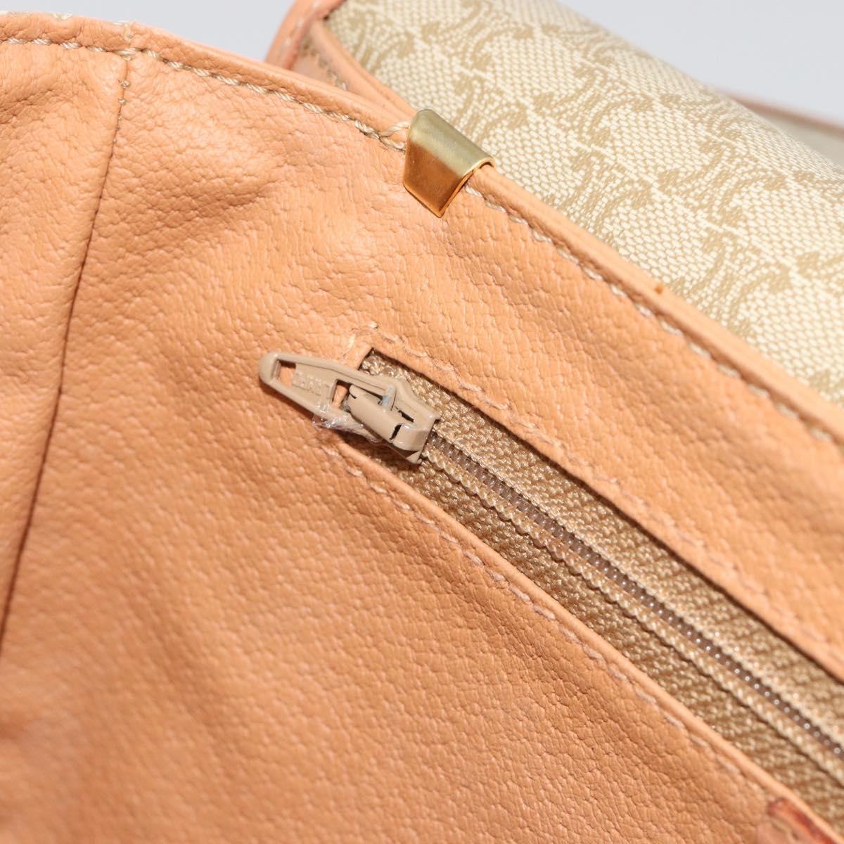 CELINE Macadam Canvas Shoulder Bag PVC Beige Gold Auth 188375A