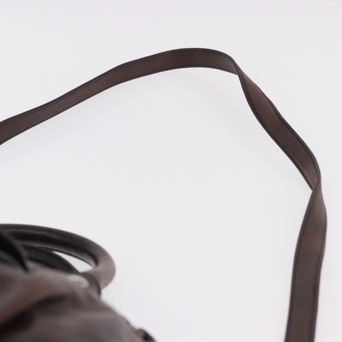 Miu Miu Hand Bag Leather 2way Brown Silver Auth 188376V