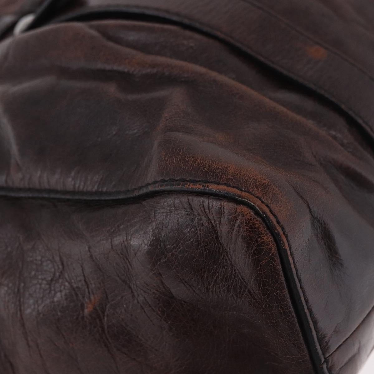 Miu Miu Hand Bag Leather 2way Brown Silver Auth 188376V