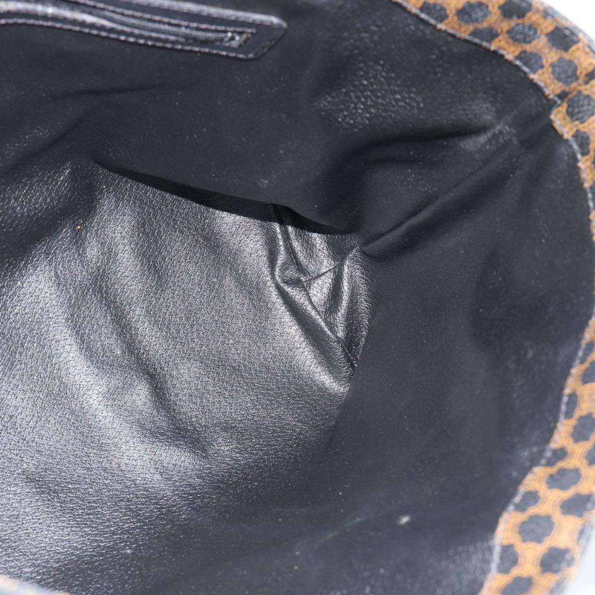 CELINE Macadam Canvas Hand Bag PVC Leather Black Gold Auth 188377A
