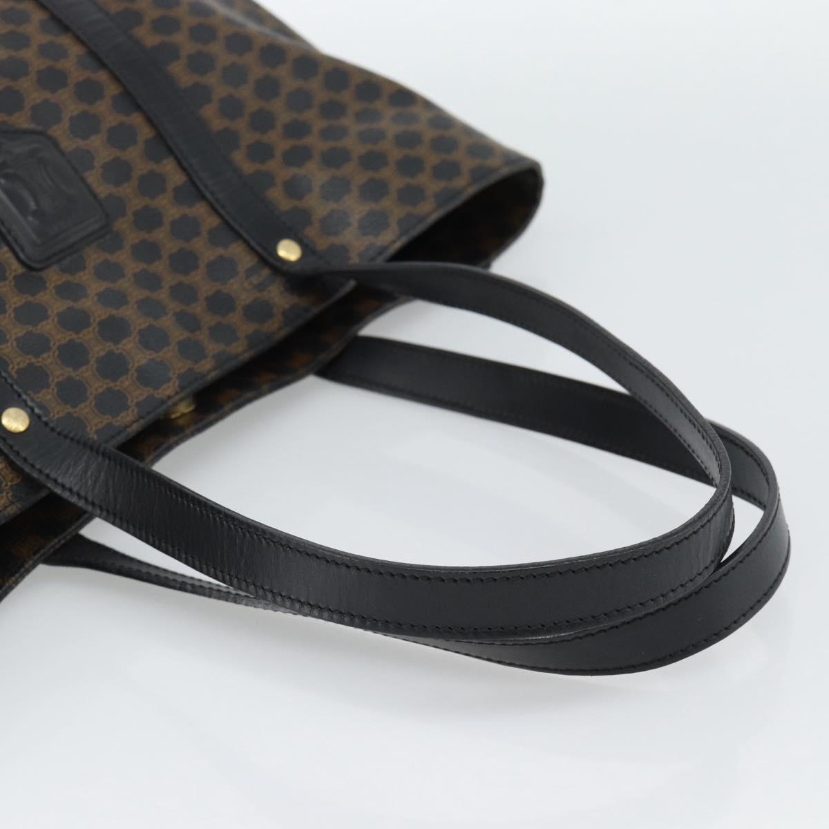 CELINE Macadam Canvas Hand Bag PVC Leather Black Gold Auth 188377A