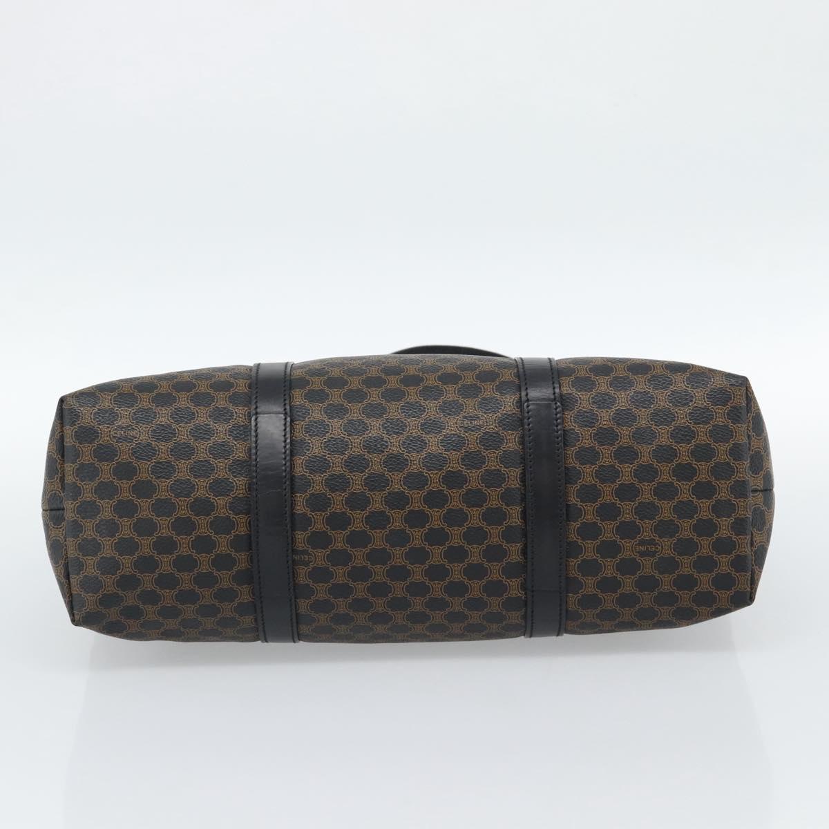 CELINE Macadam Canvas Hand Bag PVC Leather Black Gold Auth 188377A