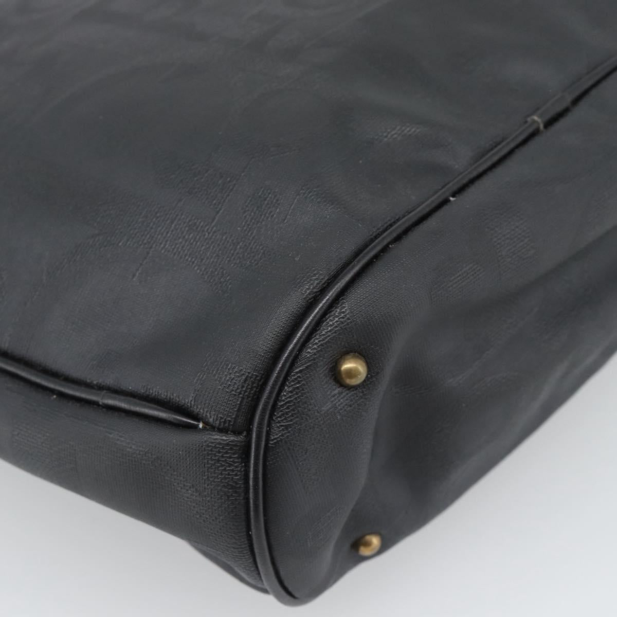Christian Dior Trotter Canvas Hand Bag PVC Black Gold Auth 188382