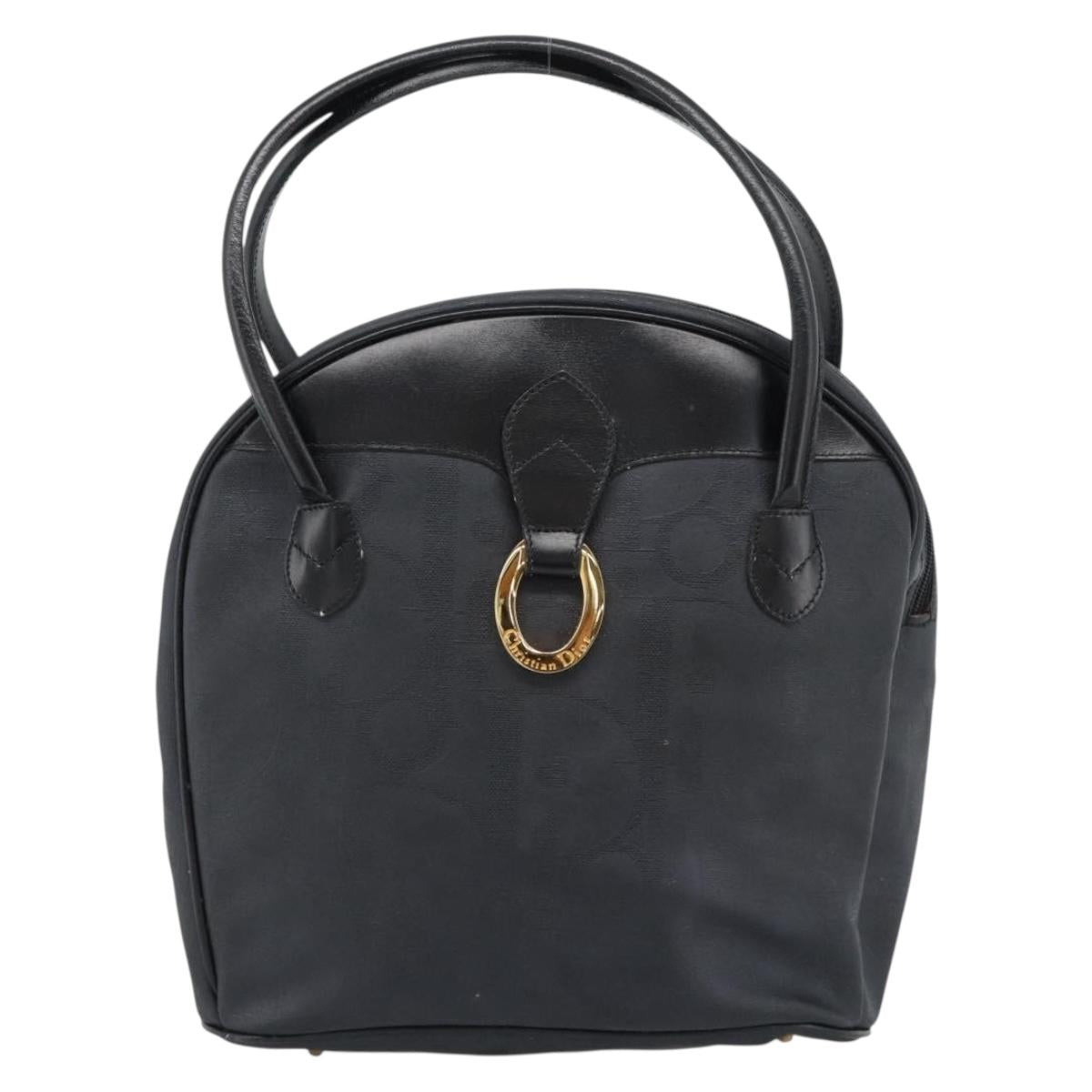 Christian Dior Trotter Canvas Hand Bag PVC Black Gold Auth 188382