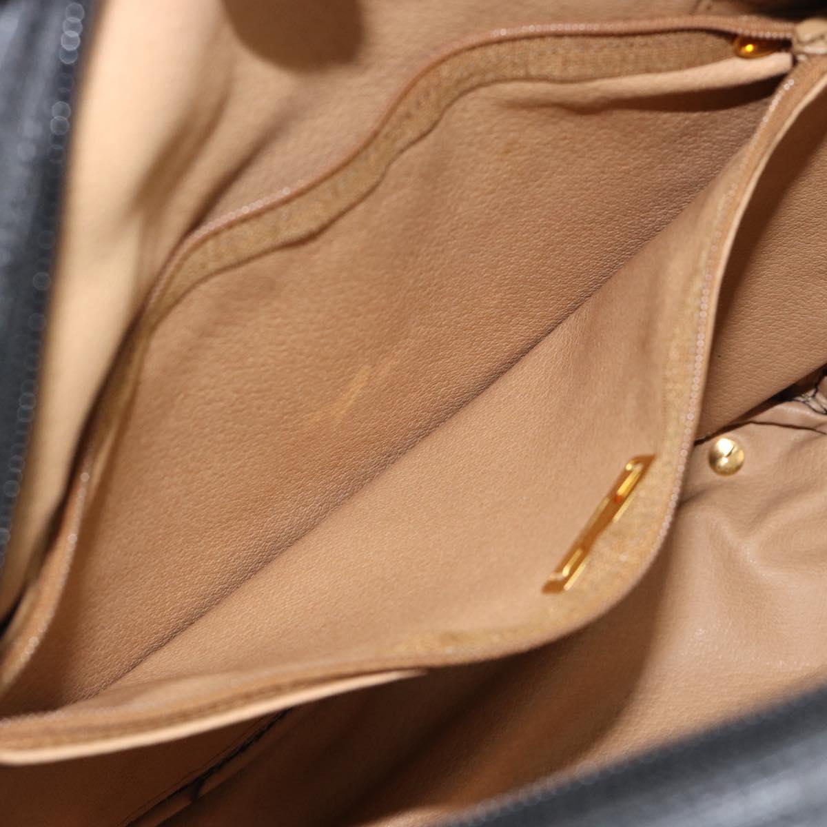 Christian Dior Trotter Canvas Hand Bag PVC Black Gold Auth 188382