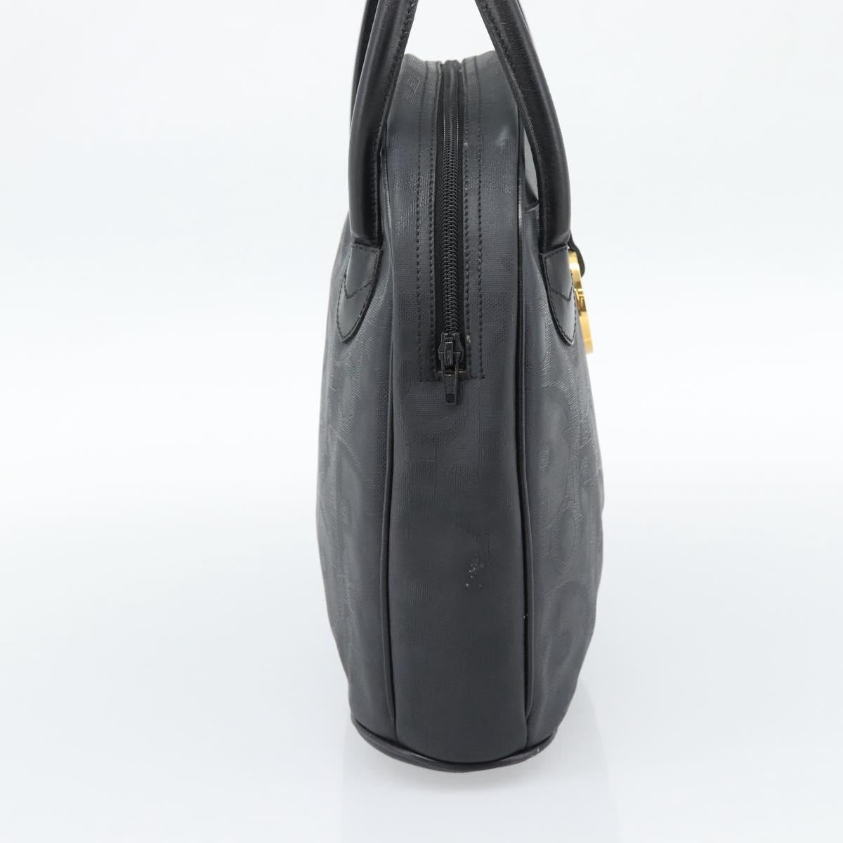 Christian Dior Trotter Canvas Hand Bag PVC Black Gold Auth 188382