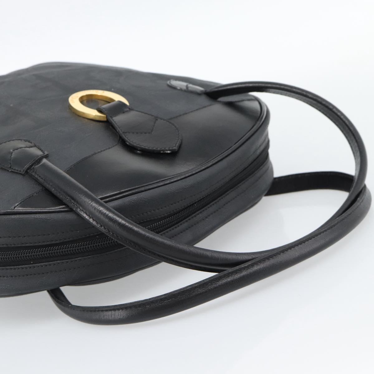 Christian Dior Trotter Canvas Hand Bag PVC Black Gold Auth 188382