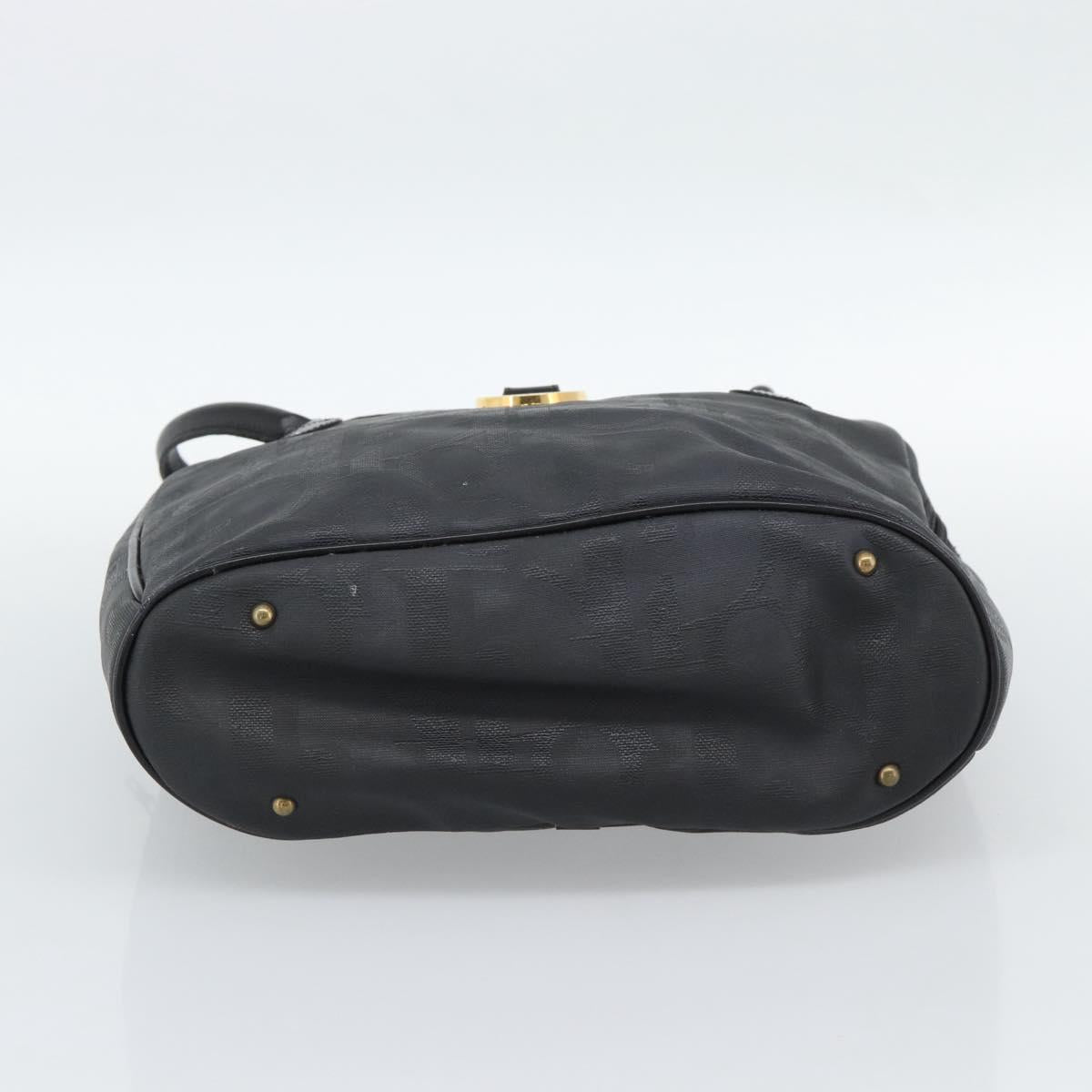 Christian Dior Trotter Canvas Hand Bag PVC Black Gold Auth 188382