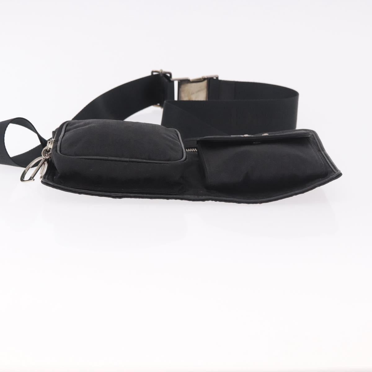 Christian Dior Trotter Canvas Waist Bag Black Silver Auth 188383V