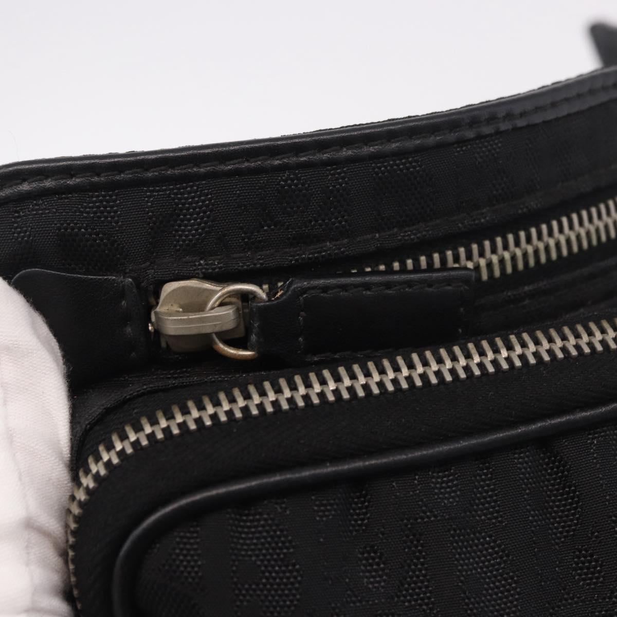 Christian Dior Trotter Canvas Waist Bag Black Silver Auth 188383V