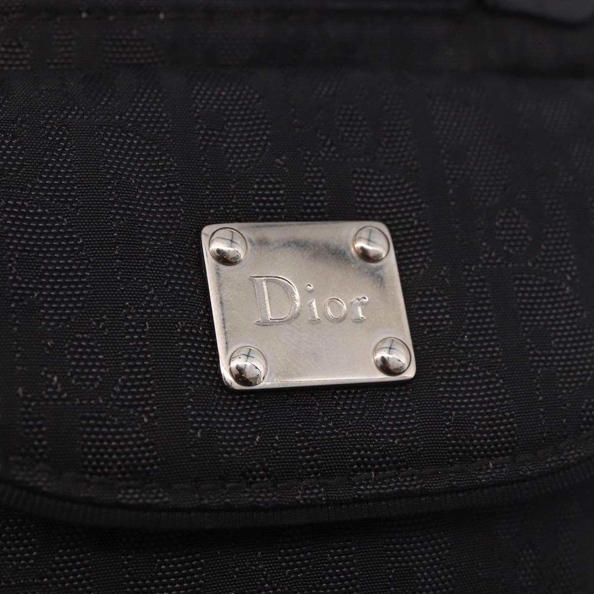 Christian Dior Trotter Canvas Waist Bag Black Silver Auth 188383V