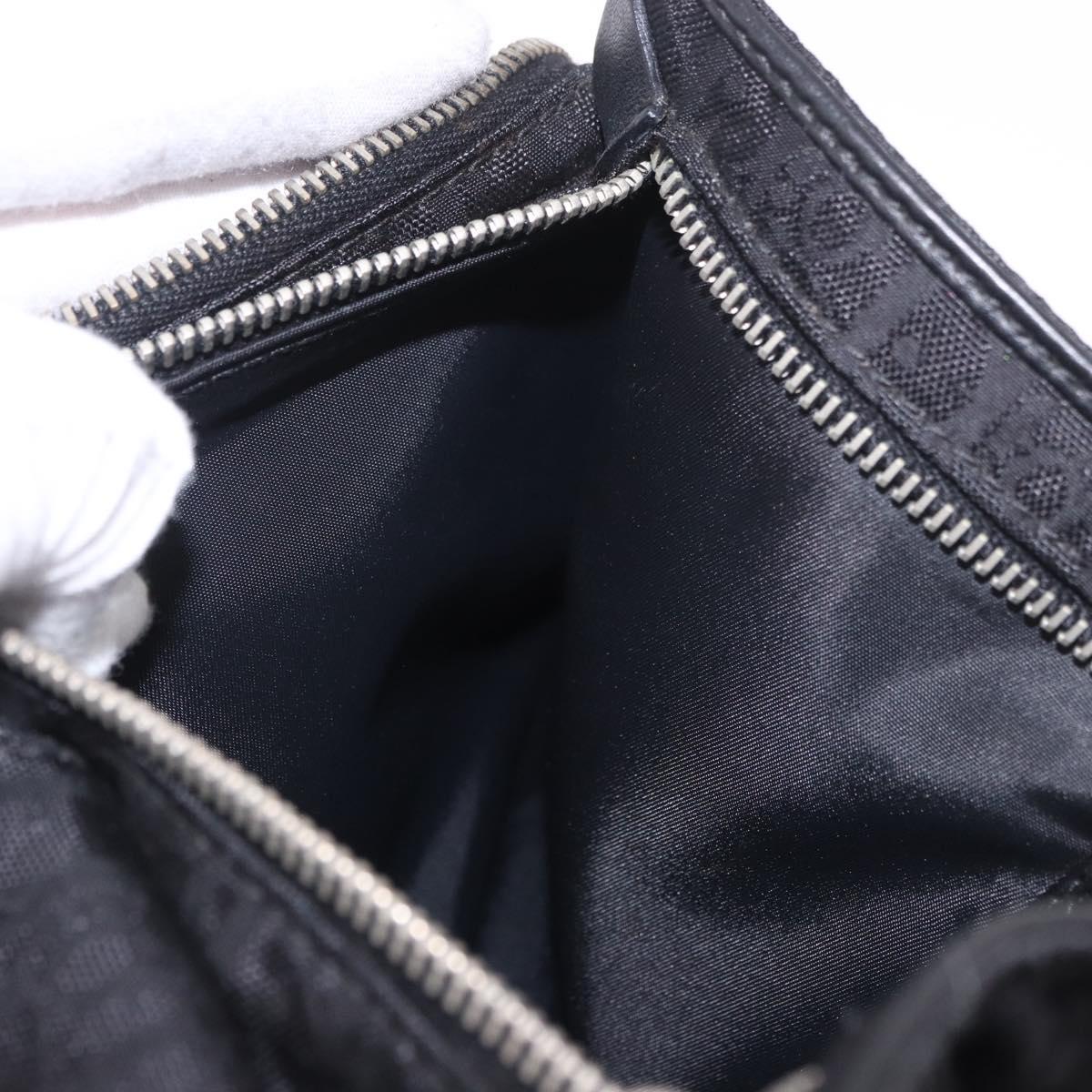Christian Dior Trotter Canvas Waist Bag Black Silver Auth 188383V