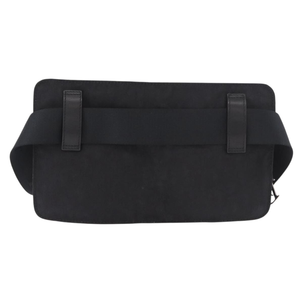 Christian Dior Trotter Canvas Waist Bag Black Silver Auth 188383V