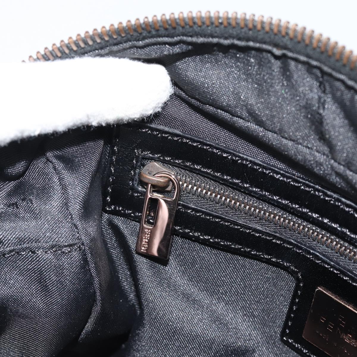 FENDI Zucchino Canvas Hand Bag Dark Brown Auth 188385SAV